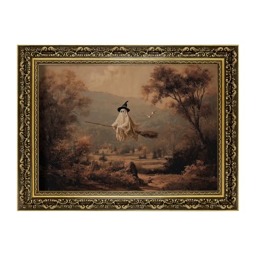 Halloween Ghost Wall Art Canvas Poster Broom Ghost Variation 15.7x23.6 inches