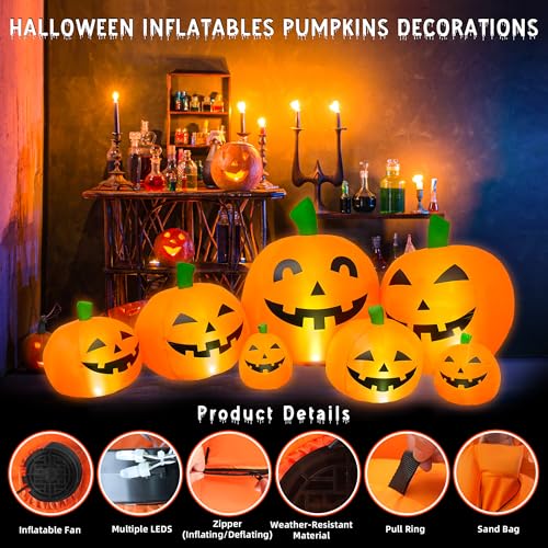 7.5 Ft Outdoor Inflatable Pumpkin Decoration with LED Lights for Halloween