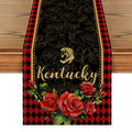 Horse Roses Diamond Pattern Table Runner 13x72 Inch for Dining & Holiday Decor