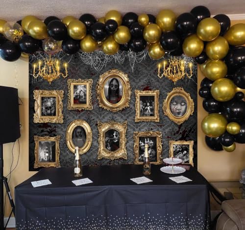 Halloween Haunted Mansion Backdrop Banner 8x6FT Gothic Spooky Photo Booth Decoration - Variation of THIS listing