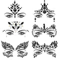 Halloween Face Gems Stickers 6 Sheets Black Face Jewels Makeup Accessories