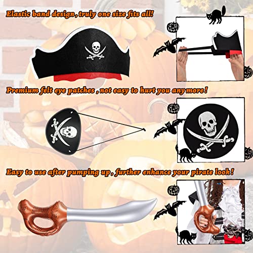Pirate Party Set 48 Pcs - Hats, Eye Patches & Inflatable Swords for Kids - Variation of 48pcs Pirate Hat Set