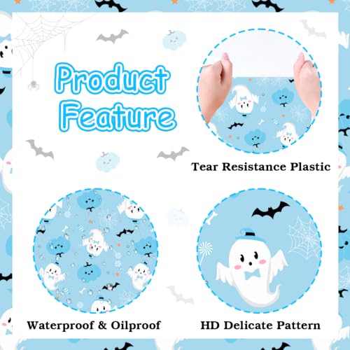 Halloween Tablecloth Set 8 Pack Blue Pumpkin Ghost Bat Waterproof Plastic