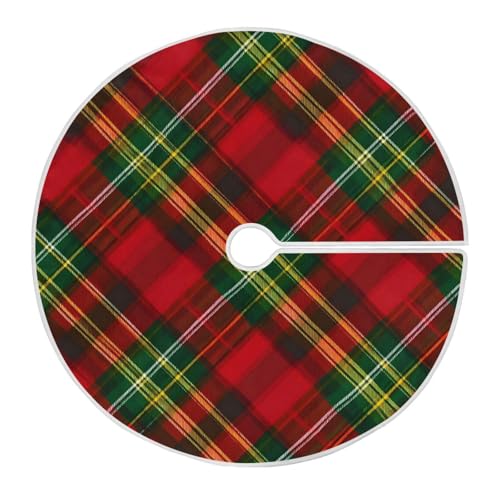 Christmas Tree Skirt Decoration 35.4 Inch Mini Tartan Plaid Red Green Holiday Home Decor - Variation of Red Green Plaid