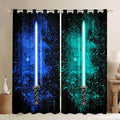 Saber Curtain Set for Kids Bedroom & Living Room - Blue Teal Blackout Insulated Drapes, 42x63 Inches