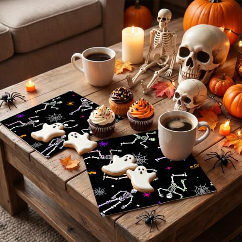 Multicolor Skeleton Halloween Paper Napkins 6.5 Inch - 45 Pack Party Supplies
