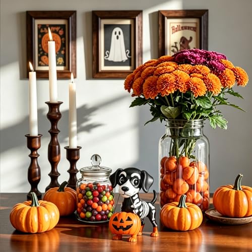 Ghost Dog Halloween Figurine - Cute Resin Spooky Tabletop Decor