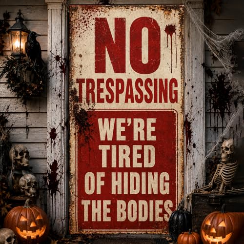 Halloween Door Cover Banner - Large Spooky Warning Design, Reusable Holiday Decor