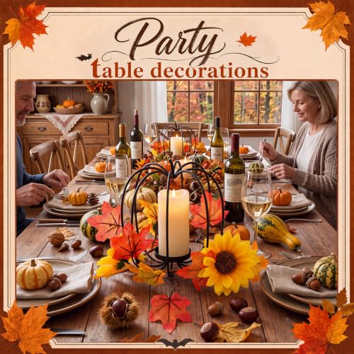 Metal Pumpkin Candle Holder - Fall Table Centerpiece for Autumn Decor