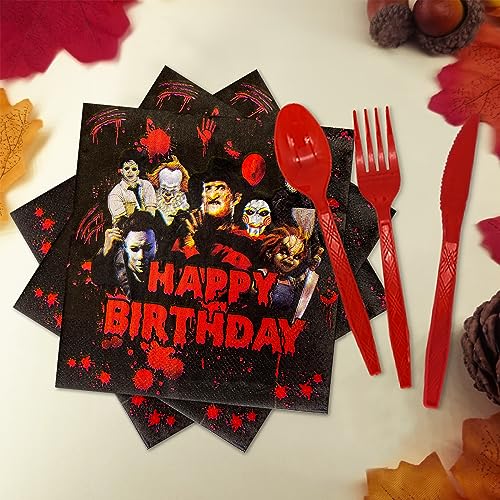 Halloween Birthday Party Decorations Kit - Banner, Tablecloth, Foil Curtains, Plates, Balloons & More