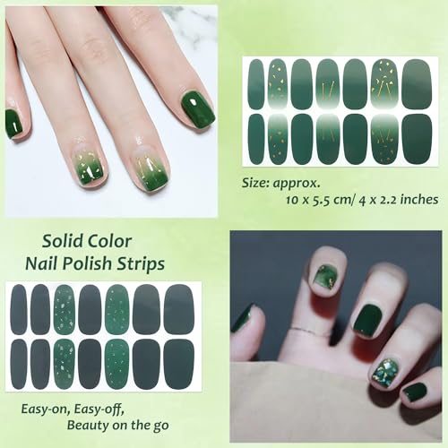 Green Solid Color Nail Polish Strips for St. Patrick's Day - Self-Adhesive Full Nail Wraps - 20 Sheets - Variation: St. Patrick's Day-1