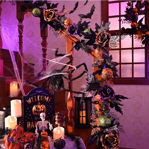 Pre-Lit Halloween Garland for Mantle & Party Decorations - 6ft