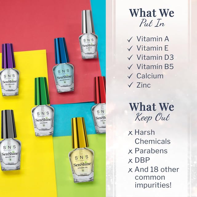 SNS Base Coat Nail Polish - Long-Lasting, Fast-Drying Nail Strengthener | Low-Odor, No UV Lamp Needed - 0.5 Oz