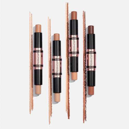 Revolution Beauty London Fast Base Contour Stick - Dual Ended, Lightweight & Blendable, Medium | 2 X 0.15 Oz