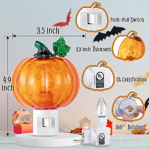 Halloween Pumpkin Bubble Night Light Classic Style - Wall Plug-In Fall Decor