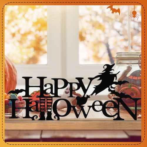 Happy Halloween Metal Sign - Rustic Indoor Halloween Table Decor