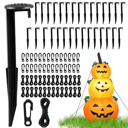 30 Sets Inflatable Stakes with Hooks and Ropes - 5.7 Inch Yard Tent Pegs