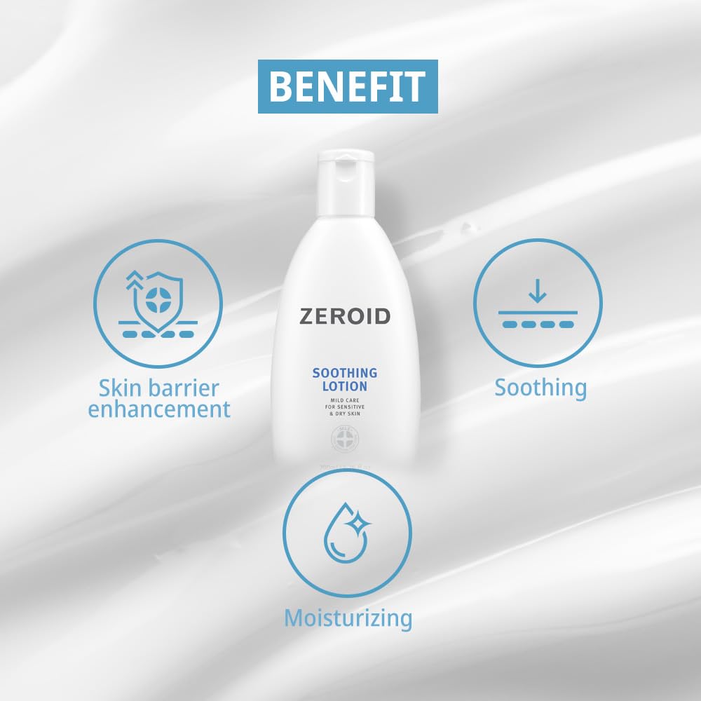 ZEROID Soothing Lotion - Moisturizer for Sensitive Skin | Skin Barrier Repair | 6.76 fl oz (200ml)