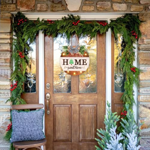 Interchangeable Welcome Sign for Front Door - Middle White with 14 Changeable Icons & 12 LED Lights