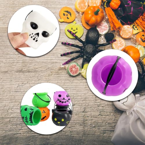 Mini Halloween Candy Holders Set - 38pcs Multicolor Plastic Pumpkin Ghost Cauldrons