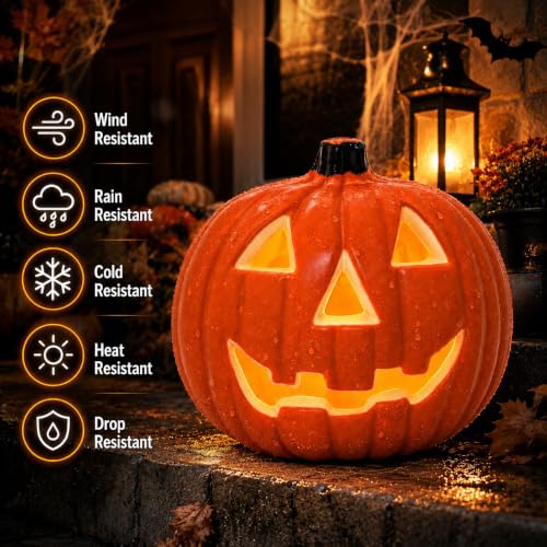 Light Up Jack O Lantern Halloween Pumpkin Decor - Spooky Face Lanterns