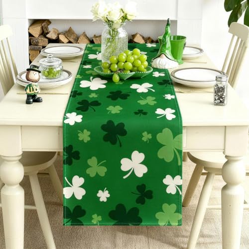 St. Patrick's Day Table Runner 72x13 Inches Shamrocks Festive Home Decor