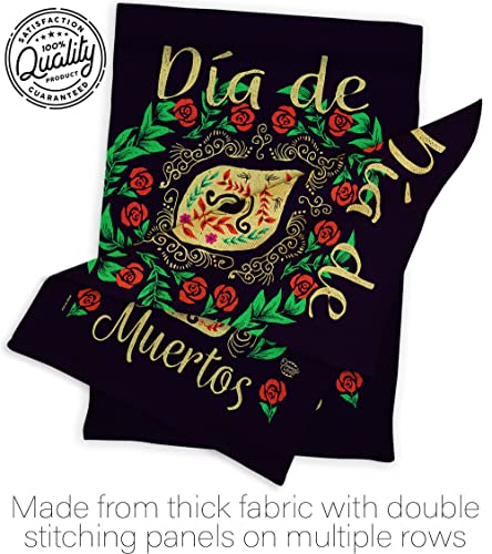 Dia de Muertos Skeleton Garden Flag Set with Wall Hanger - Fall Day of Dead Decor