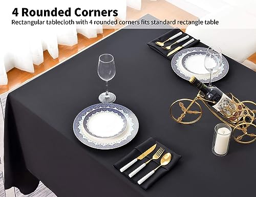 Surmente 5 Pack 90x156 Inch Black Rectangular Tablecloth for Dining & Events - Variation: 90x156 in, Black