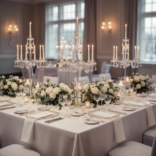 Clear Acrylic Candelabra Centerpieces for 10 Taper LED Candles - Elegant Table Decor