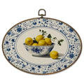 Oval Wall Art Decor - Chinoiserie Floral Lemon Design, 8.6x11.4 inches - Lemon-C Variation