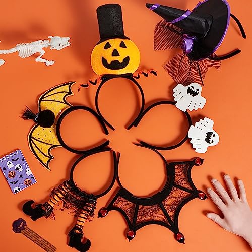 Halloween Headbands 6 Pack Pumpkin Bat Witch Ghost Spider Web Costume Accessories