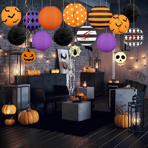 Halloween Paper Lanterns Set for Party Decorations - Spooky Festive Decor