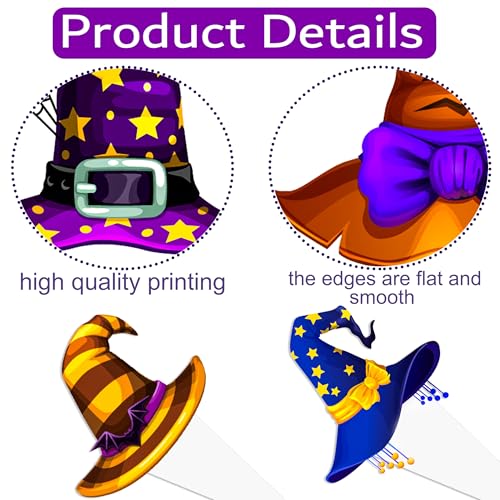48Pcs Witch Hat Cupcake Toppers Halloween Party Decorations - Witch Hat Theme
