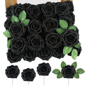 Black Artificial Roses 60PCS for Halloween & Holiday Decorations - Fake Flowers