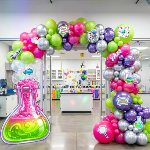 Science Party Balloon Arch Banner Kit with 119 Balloons & Photo Props
