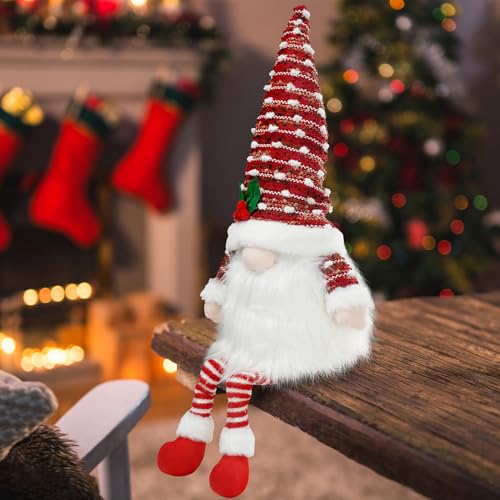 Gnome Christmas Tree Topper Plush Ornament - Red Hat, Scandinavian Style