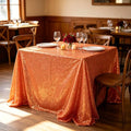 Orange Sequin Table Cloth 60x102 Inch for 6ft Rectangle Tables - Festive Event Decor