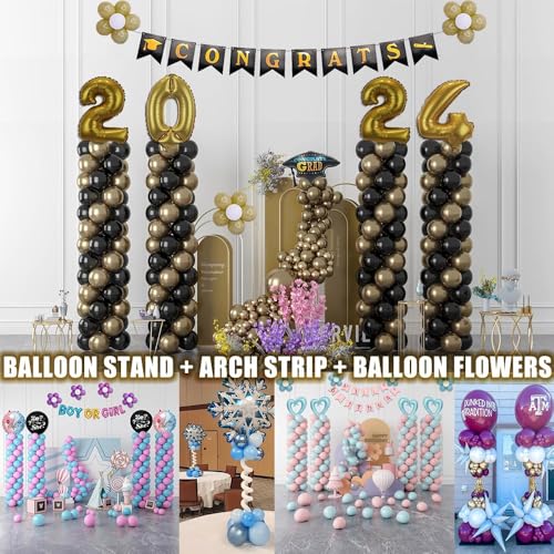 Set of 4 Balloon Column Stand Kit - Adjustable 7ft Balloon Arch & Garland Strips