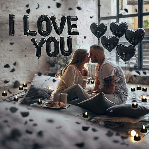 Black I Love You Balloons Set for Romantic Decor - Variation of THIS listing