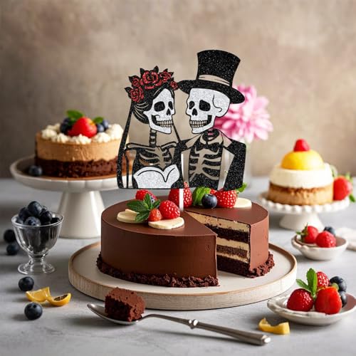 Halloween Wedding Cake Topper Glitter Black Silver Party Decor