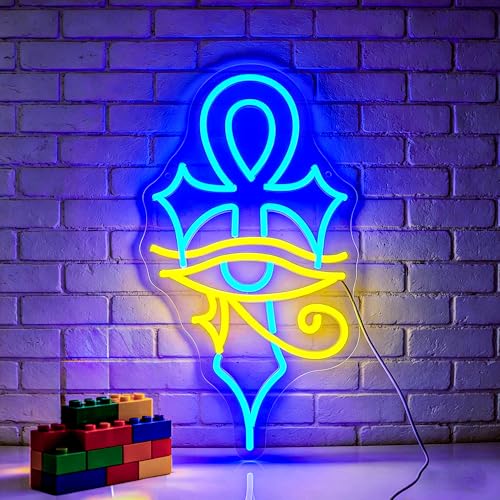 Cross Evil Eye Neon Sign LED Wall Decor Lights - Wall Art & Party Lighting - Variation: Cross Eye