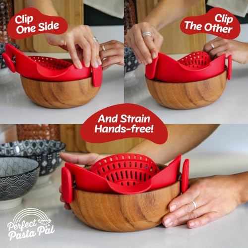 Silicone Pasta Strainer Clip-On Pot Drainer for Vegetables & Food
