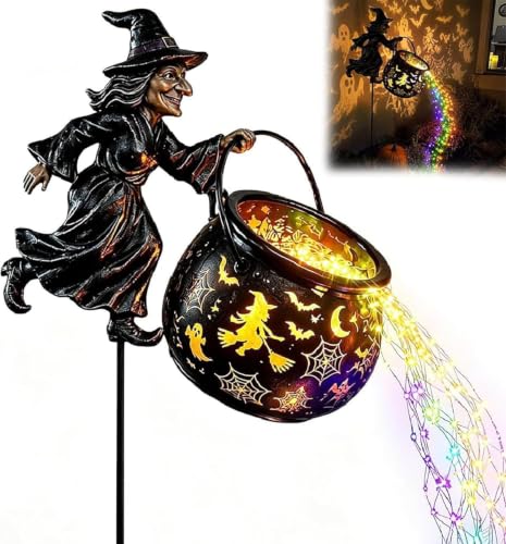 Halloween Witch Cauldron Garden Yard Stakes Decor Outdoor Lighting