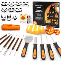 Halloween Pumpkin Carving Kit with Stainless Steel Tools & Stencils - Safe & Reusable