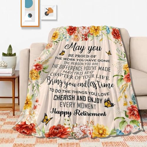 Black 50x40 Inch Retirement Gift Blanket for Women Men - Party Decor & Colleague Gift