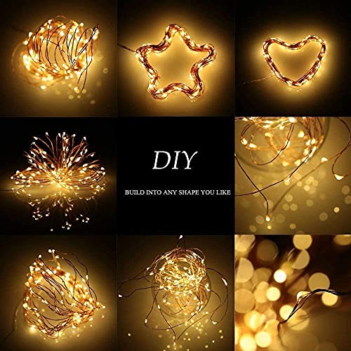 Battery Operated Fairy String Lights - 8 Pack Warm White 5m Copper Wire Starry Lights for Xmas, Bedroom, Party, Wedding, Indoor Decor