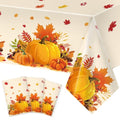 Thanksgiving Pumpkins Disposable Rectangular Fall Tablecloth Set - 3 Pieces, 54 x 108 Inches