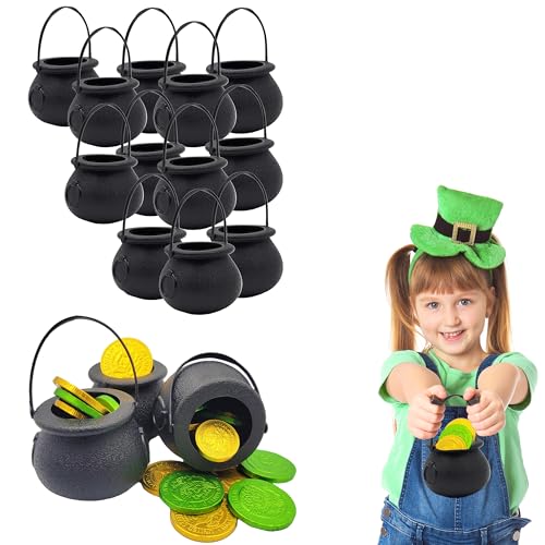 12-Pack Black Candy Cauldron Kettles for Party Decorations - St. Patrick's & Halloween