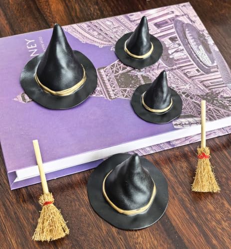 14-Piece Mini Witch Hat and Broom Halloween Party Decor Set