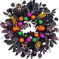 24-Inch Halloween Front Door Wreath with Pumpkins & Eucalyptus Decor
